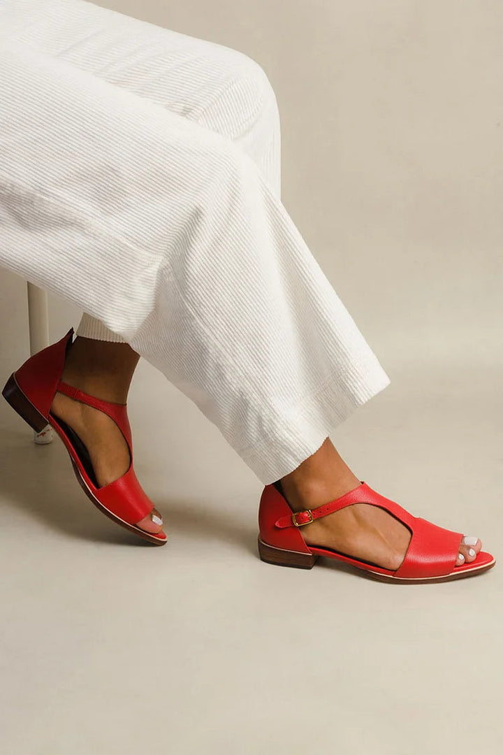 Sandales cut-out peep toe casual à bout pointu avec bride T