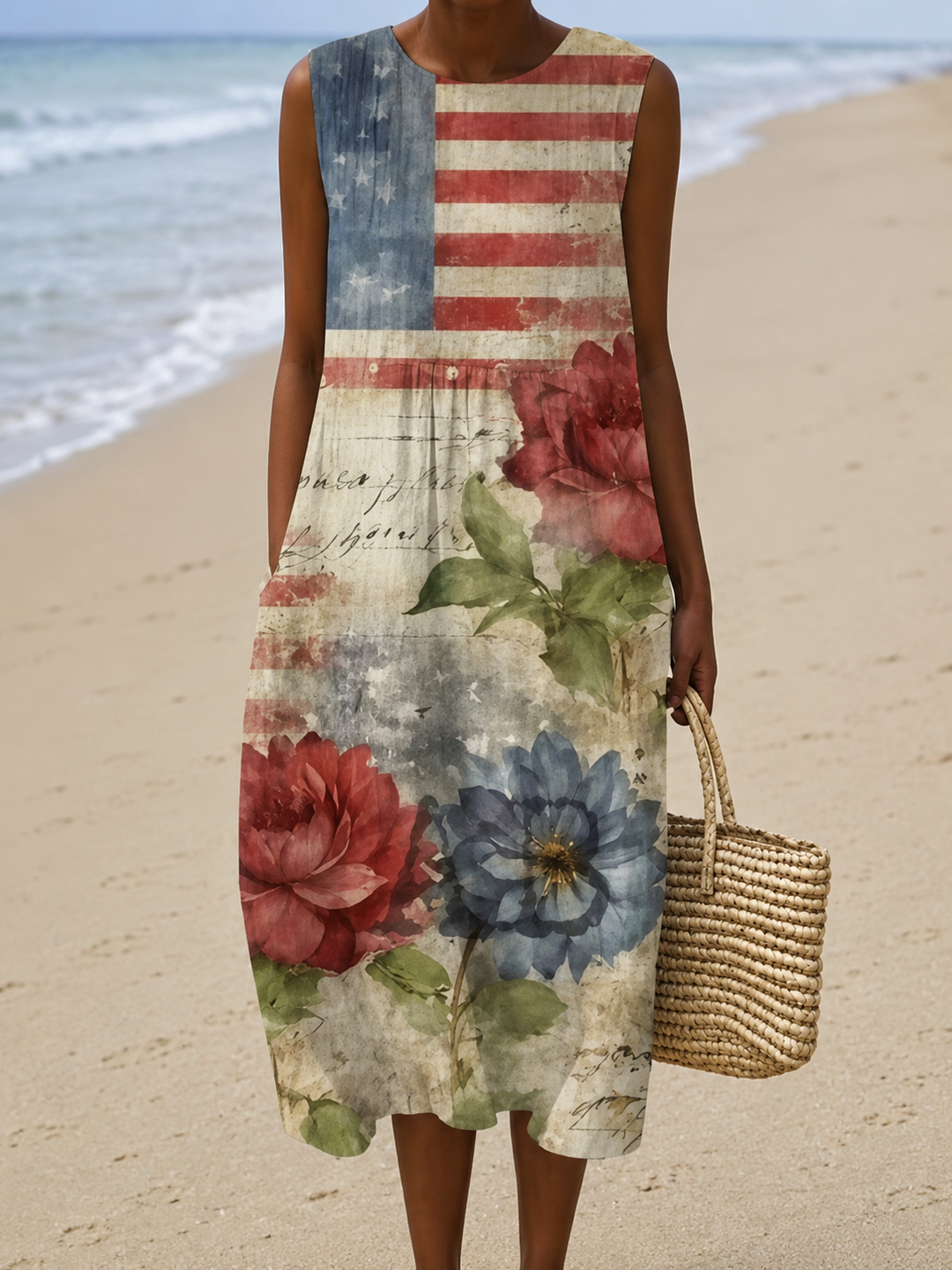 Eleanor | Sleeveless Printed Midi Dress