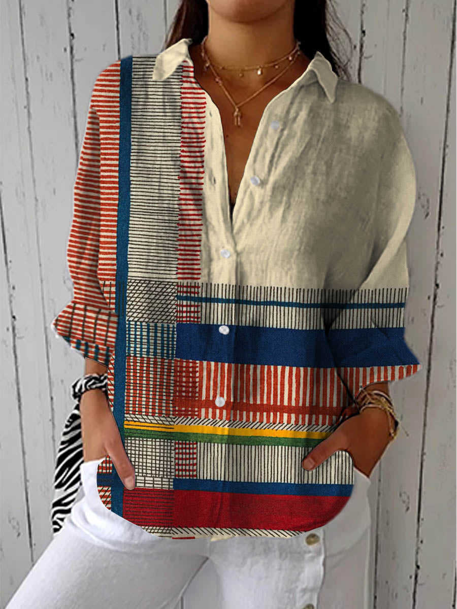 Catherine – Blouse Patchwork Rayée