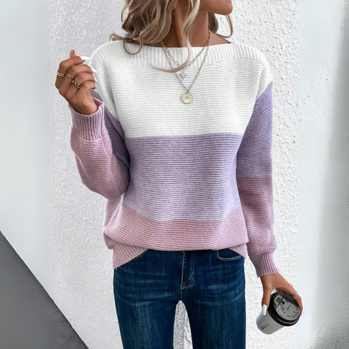 Clara | Pull en Patchwork Élégant Trois Couleurs
