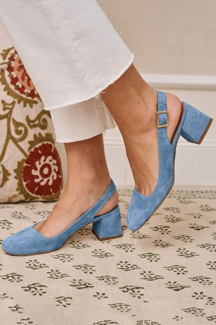 Talons slingback essentiels chunky kaki à bout carré avec boucle