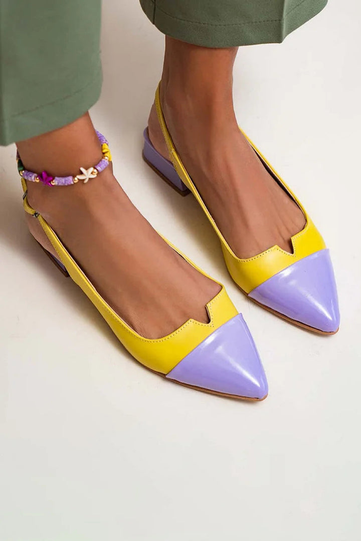 Ballerines slingback découpées color block à pointe avec boucle