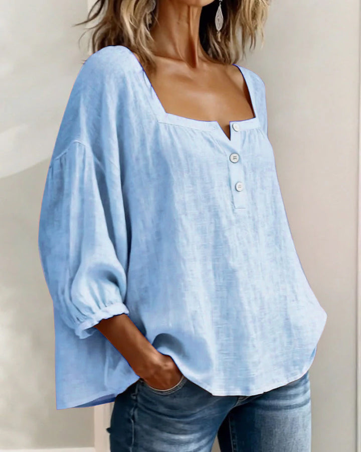 Julie | Chemise à encolure carrée et manches lanternes