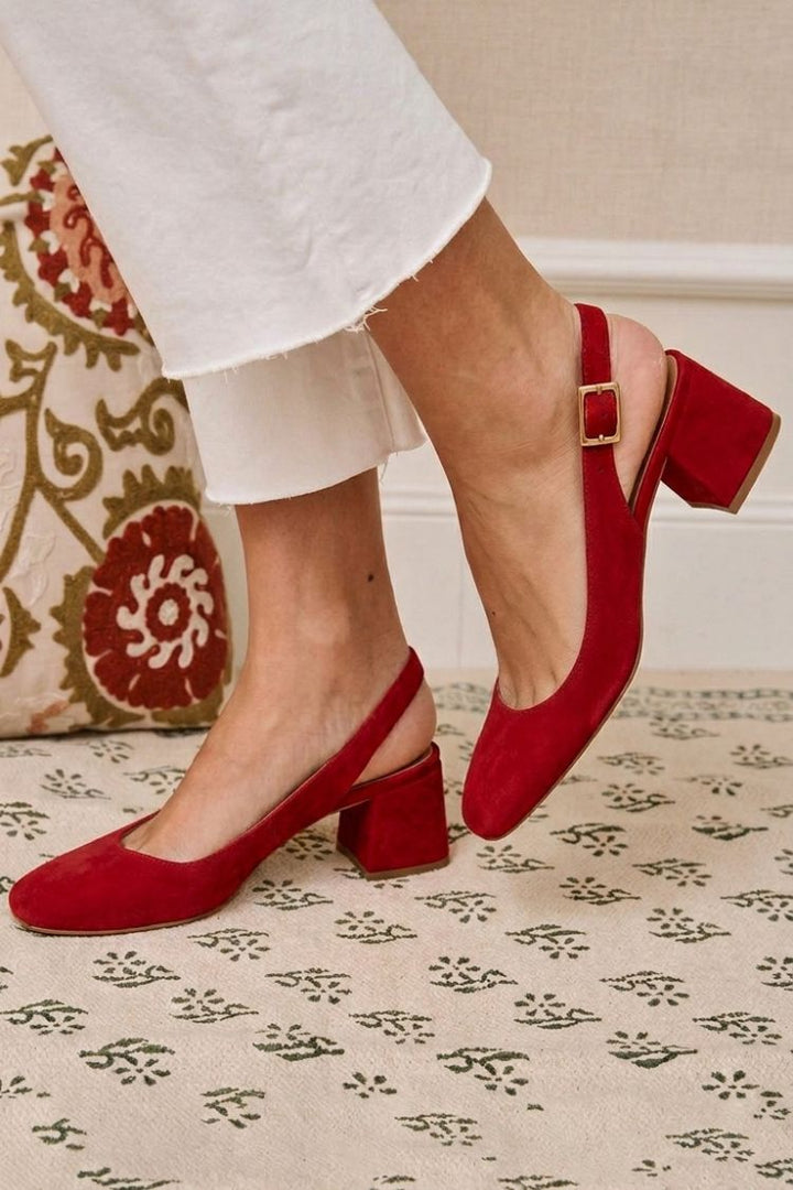 Talons slingback essentiels chunky kaki à bout carré avec boucle