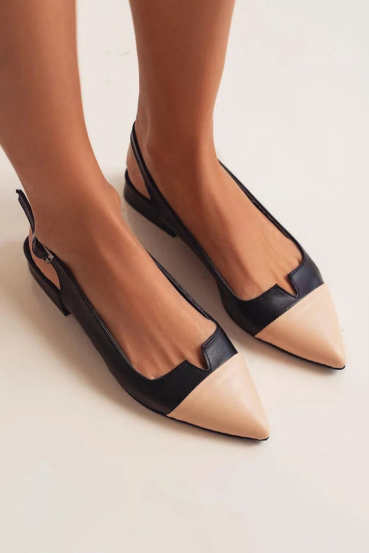 Ballerines slingback découpées color block à pointe avec boucle