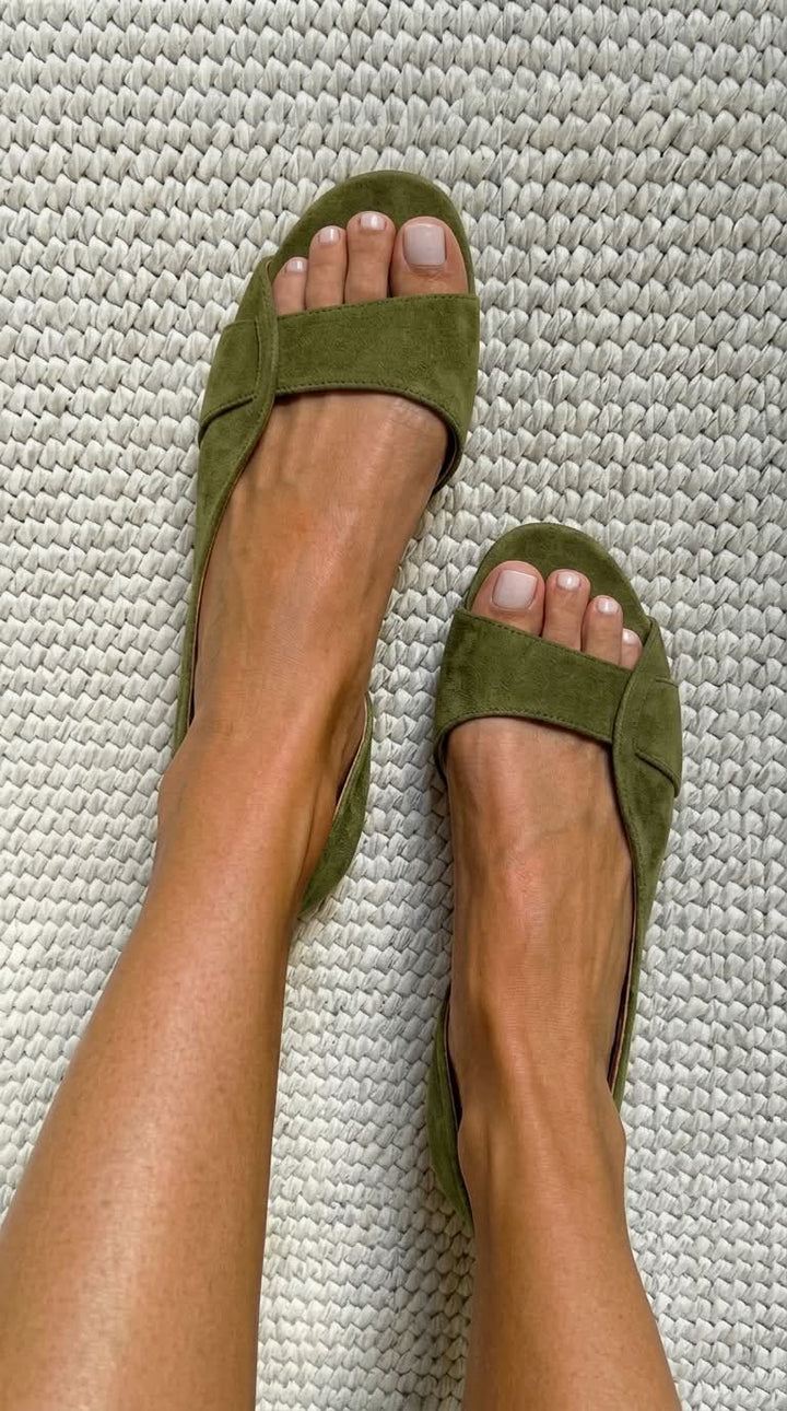 Sandales slingback en daim décontractées à bout ouvert