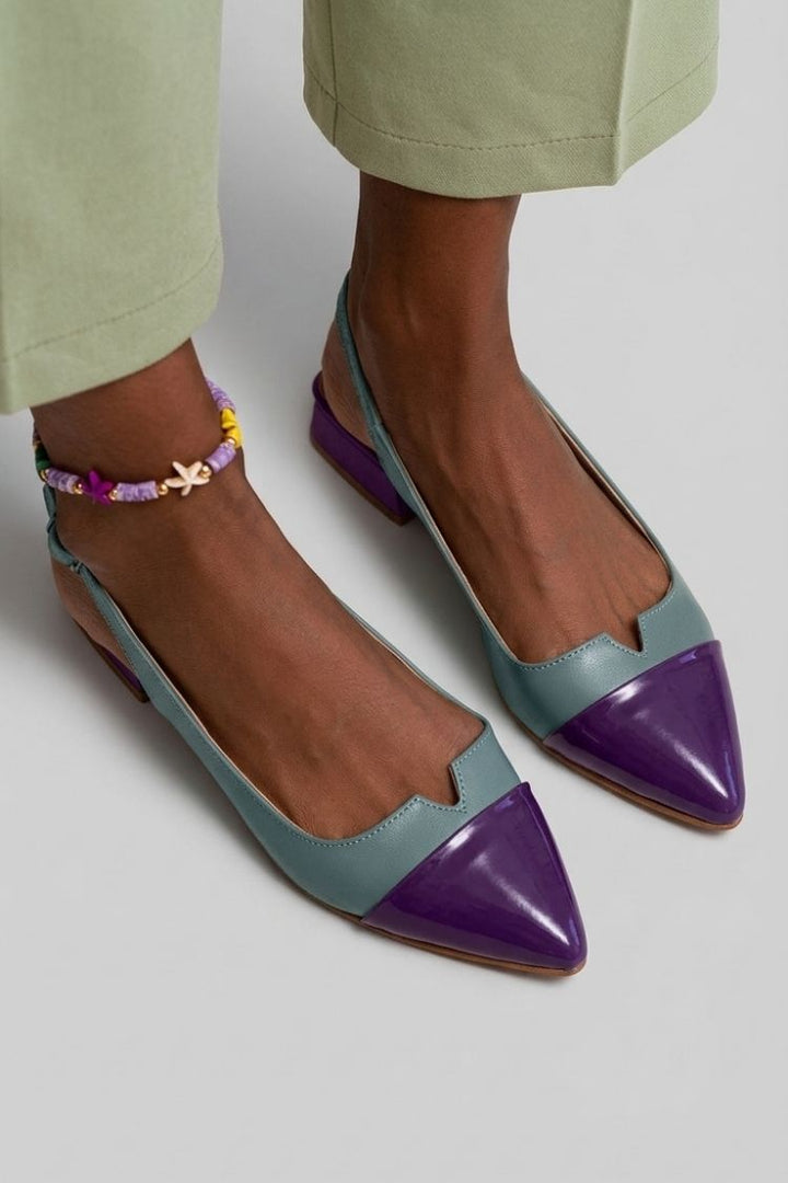 Ballerines slingback découpées color block à pointe avec boucle