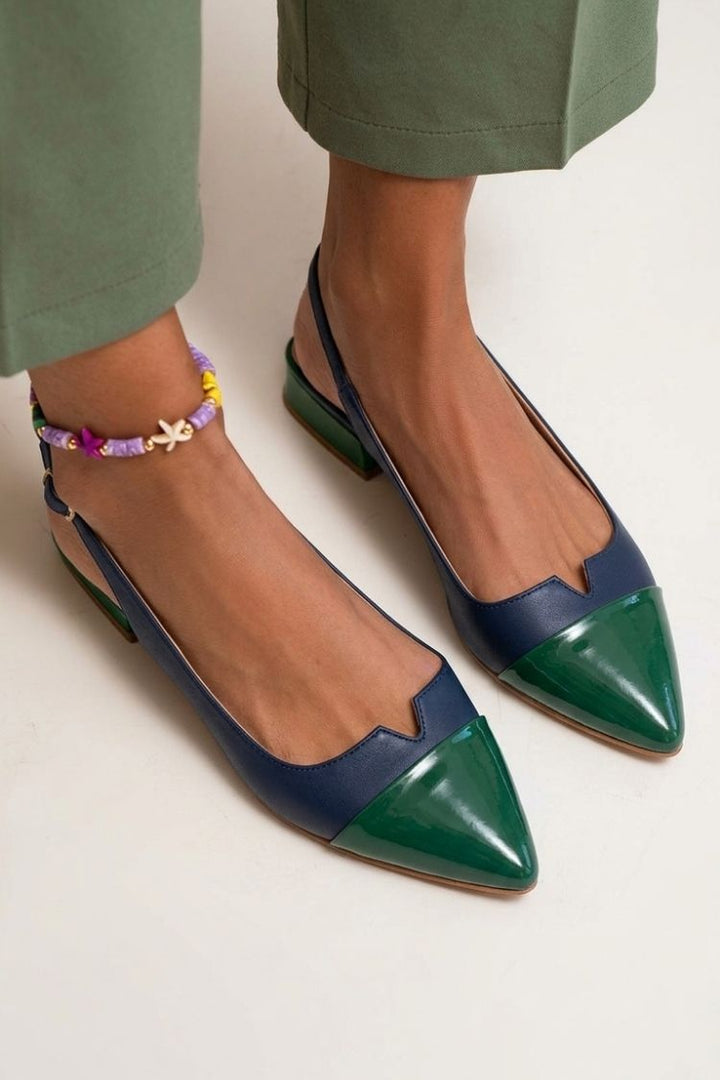 Ballerines slingback découpées color block à pointe avec boucle