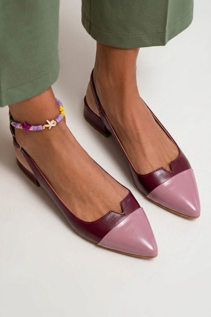 Ballerines slingback découpées color block à pointe avec boucle