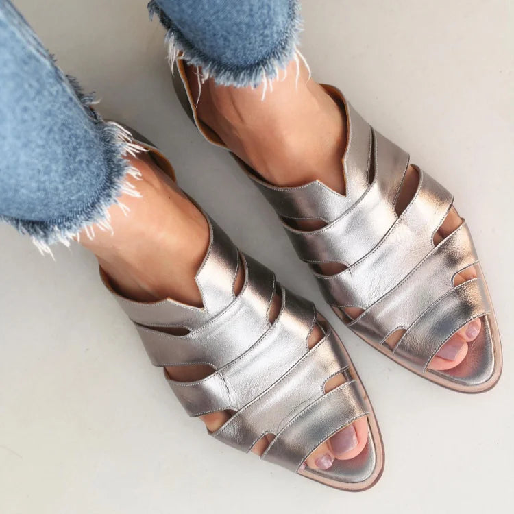 Ballerines à bout ouvert et découpées, slip-on, casual
