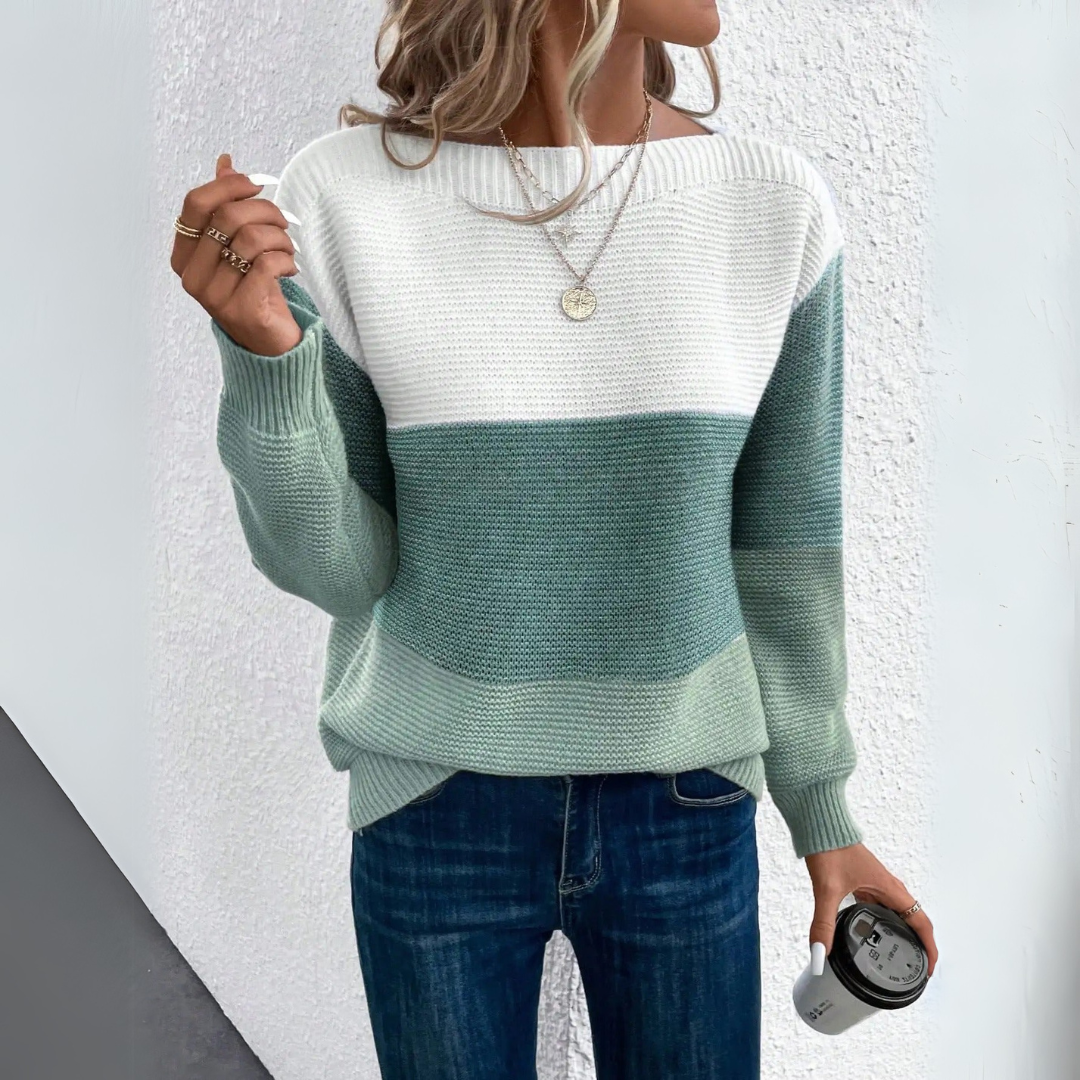 Clara | Pull en Patchwork Élégant Trois Couleurs