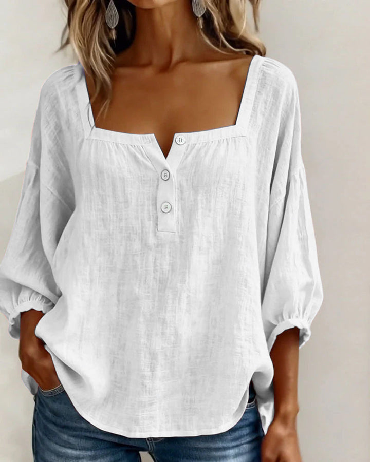 Julie | Chemise à encolure carrée et manches lanternes