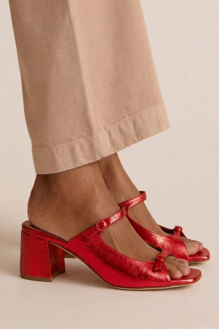 Talons larges slingback découpés color block Or
