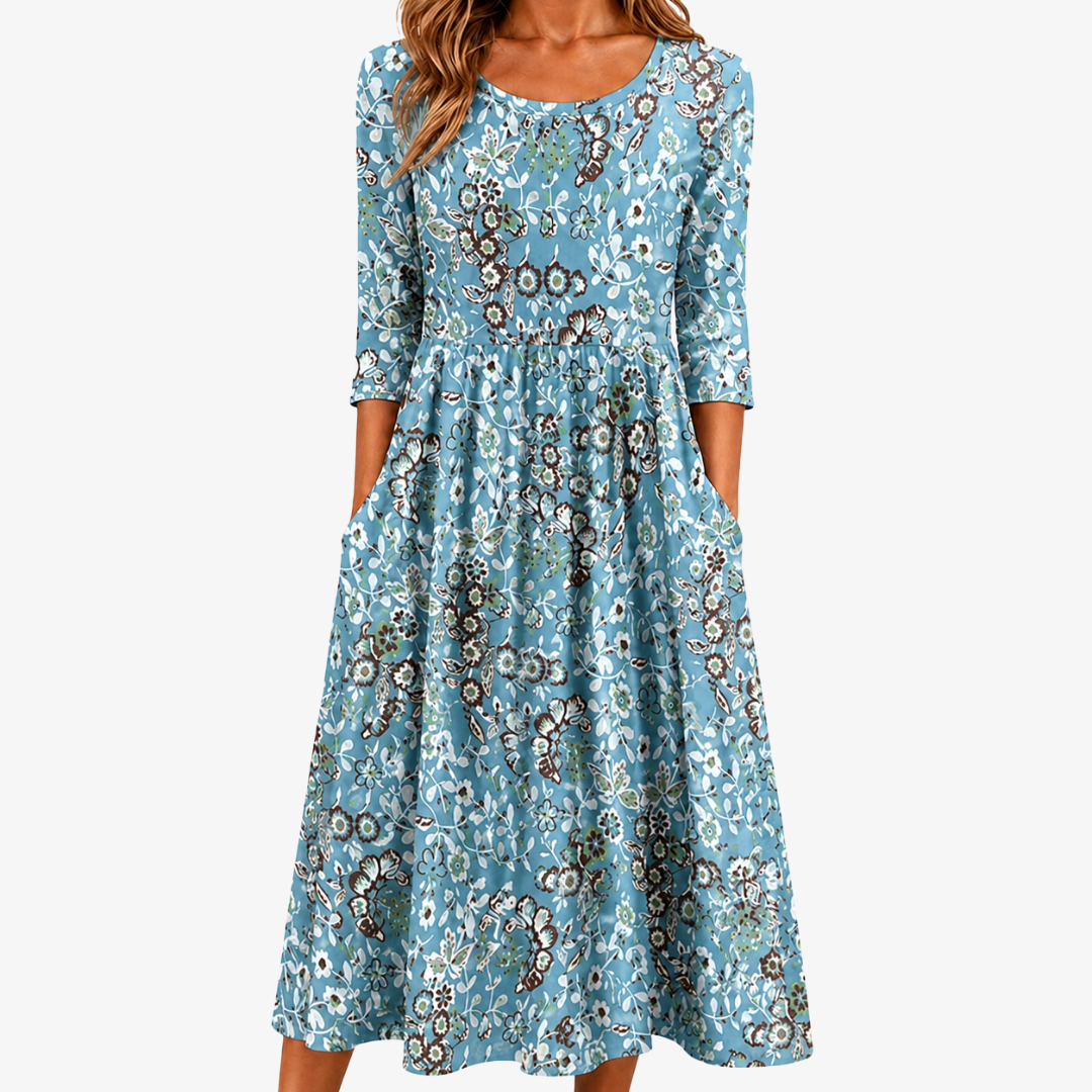 Coastal Garden Pocket Midi Dress