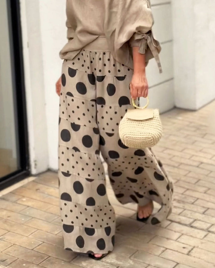 Simonetta | Ensemble Top Épaules Douces + Pantalon Imprimé