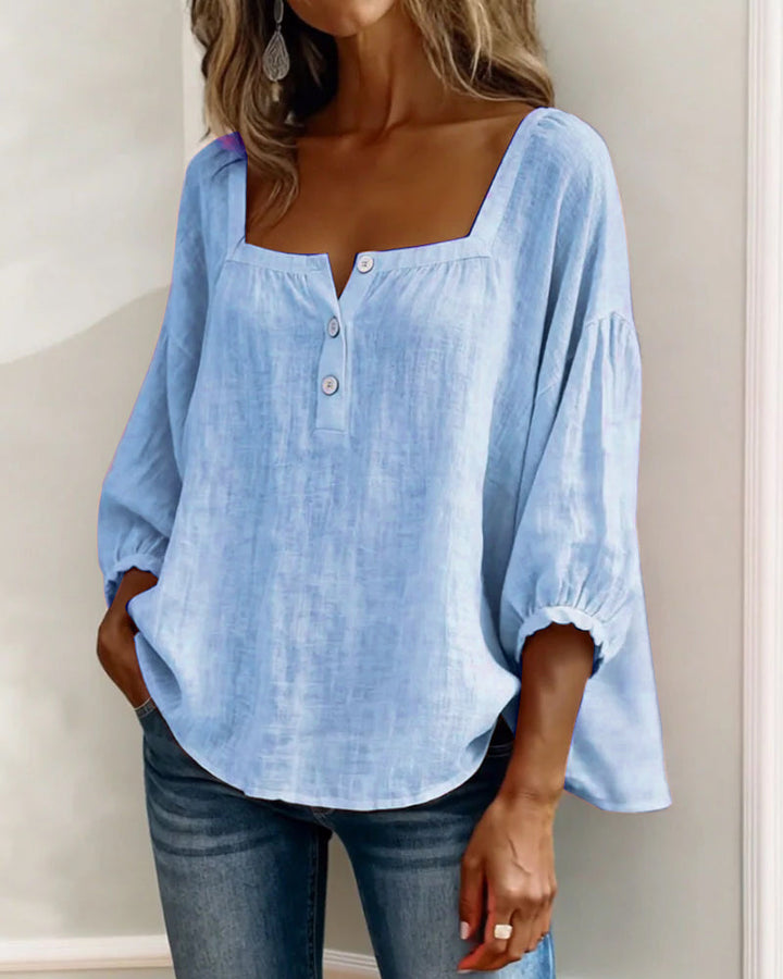 Julie | Chemise à encolure carrée et manches lanternes