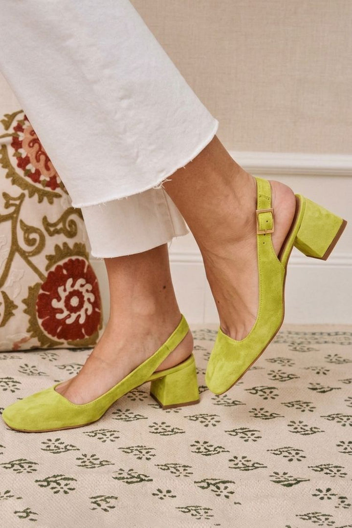 Talons slingback essentiels chunky kaki à bout carré avec boucle