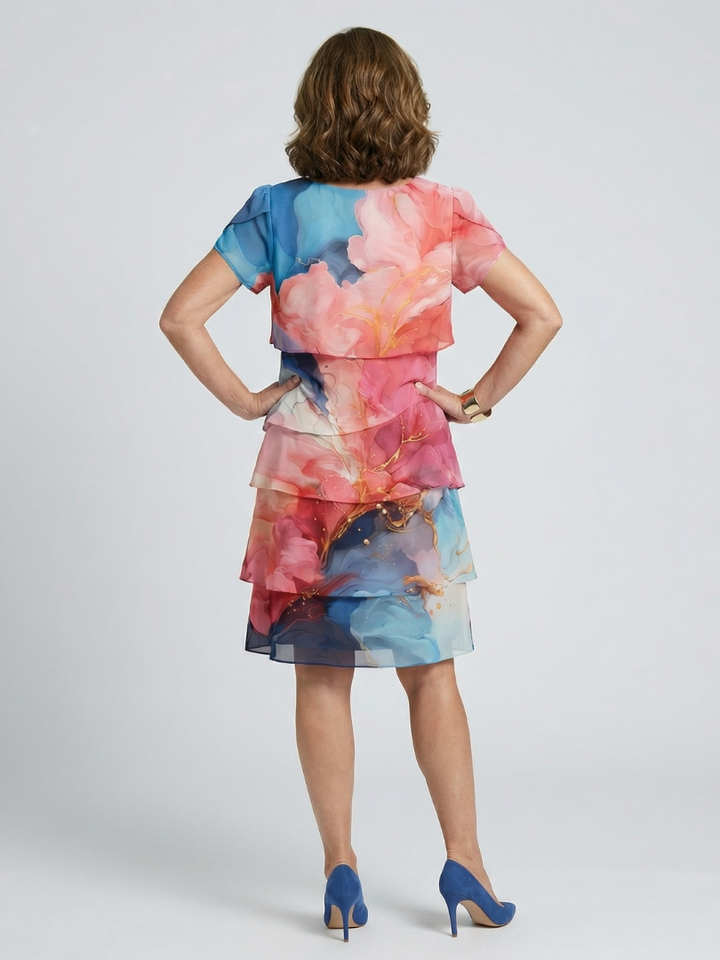 Mira | Robe longueur genou en marbre élégant