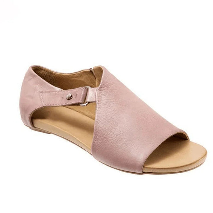Sandales cut-out peep toe asymétriques unies avec bride et boucle