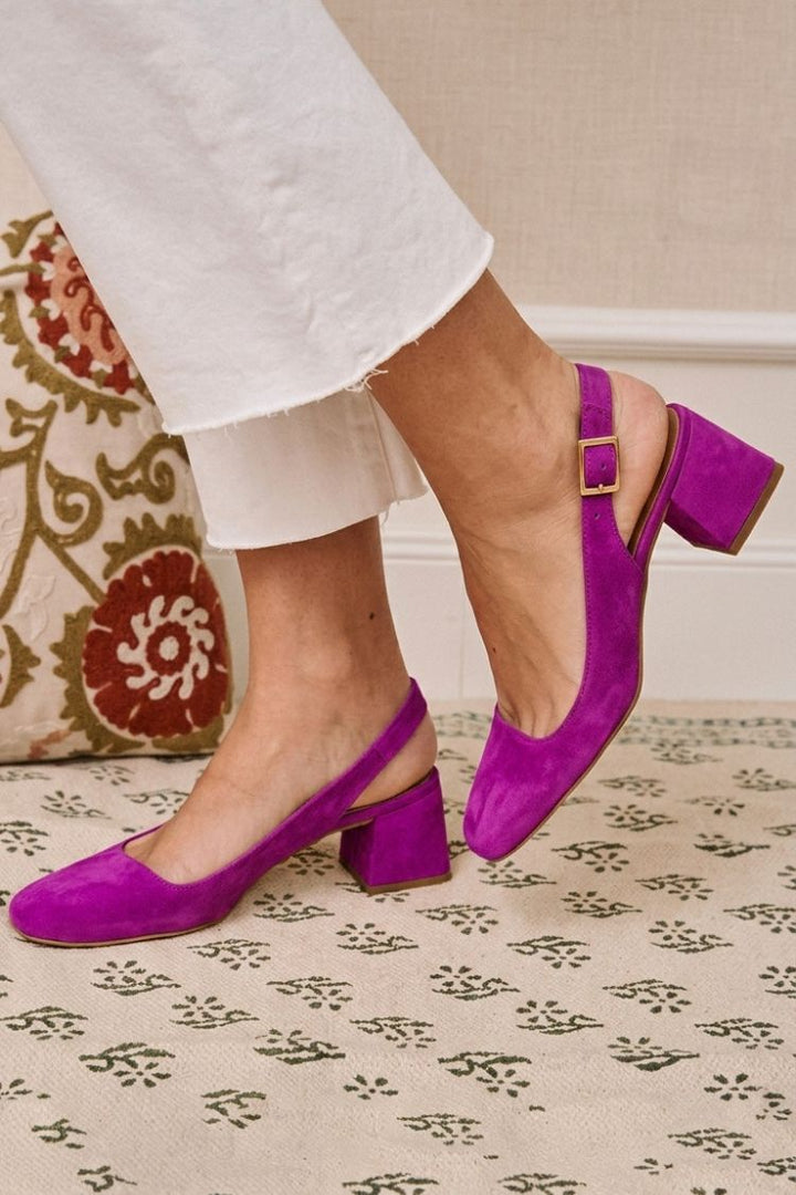Talons slingback essentiels chunky kaki à bout carré avec boucle