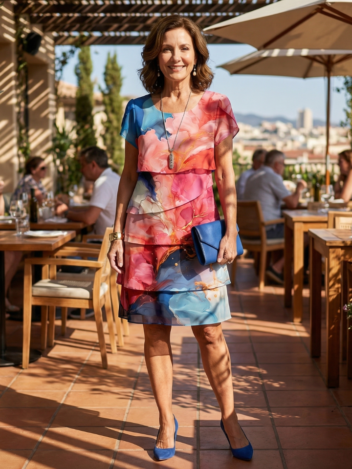 Mira | Robe longueur genou en marbre élégant