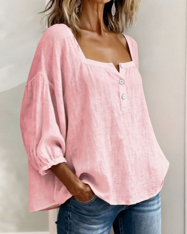 Julie | Chemise à encolure carrée et manches lanternes