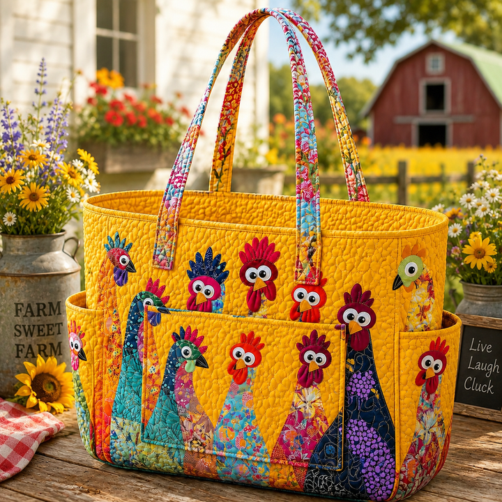 Colette | Sac cabas matelassé à la poule fantaisie