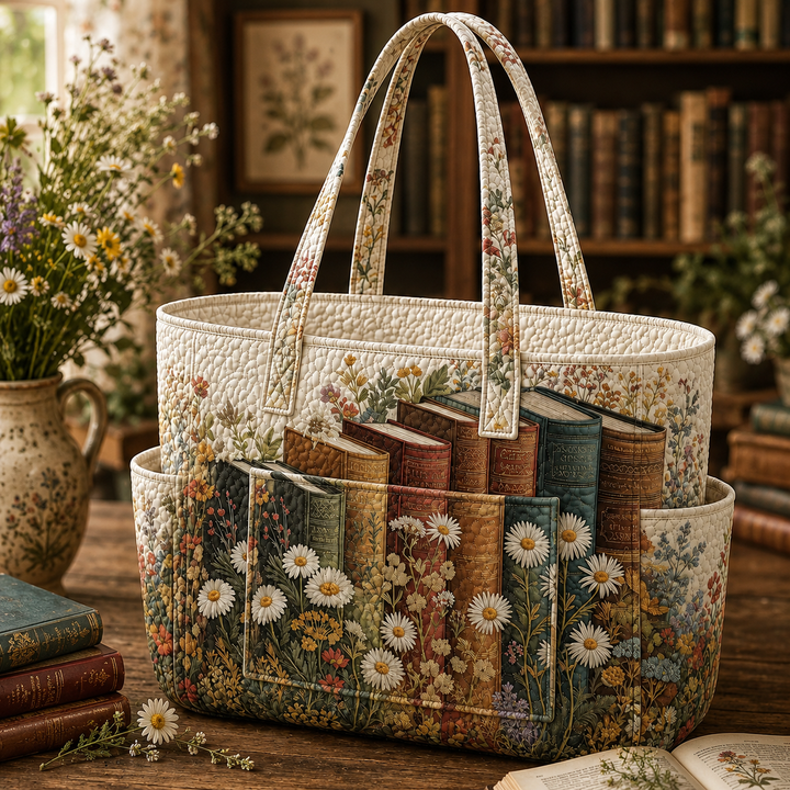 Adèle | Sac cabas matelassé aux livres