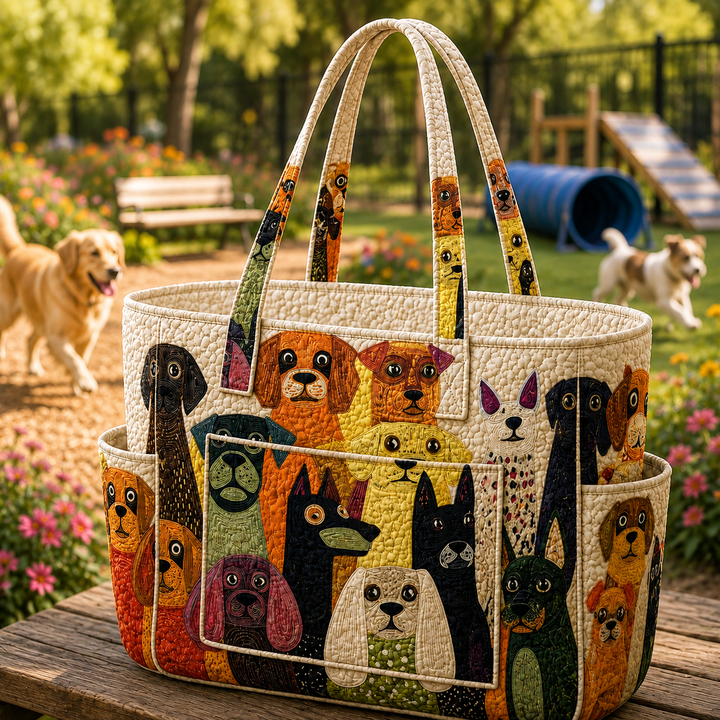 Zoé | Sac cabas matelassé au chien fantaisie