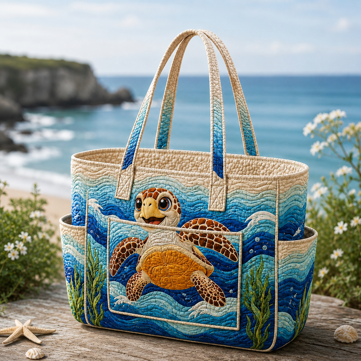 Coralie | Sac cabas matelassé à la tortue marine