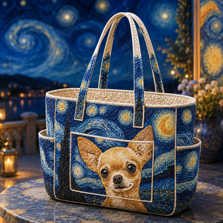 Inès | Sac cabas matelassé au chihuahua rêveur