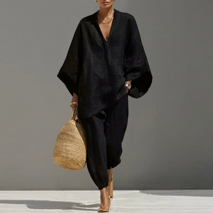 Marina | Ensemble Casual à Deux Pièces avec Col en V pour Femme
