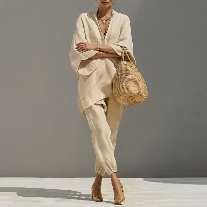 Marina | Ensemble Casual à Deux Pièces avec Col en V pour Femme