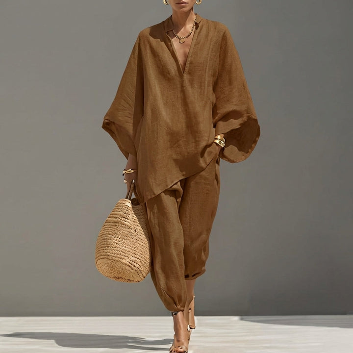 Marina | Ensemble Casual à Deux Pièces avec Col en V pour Femme