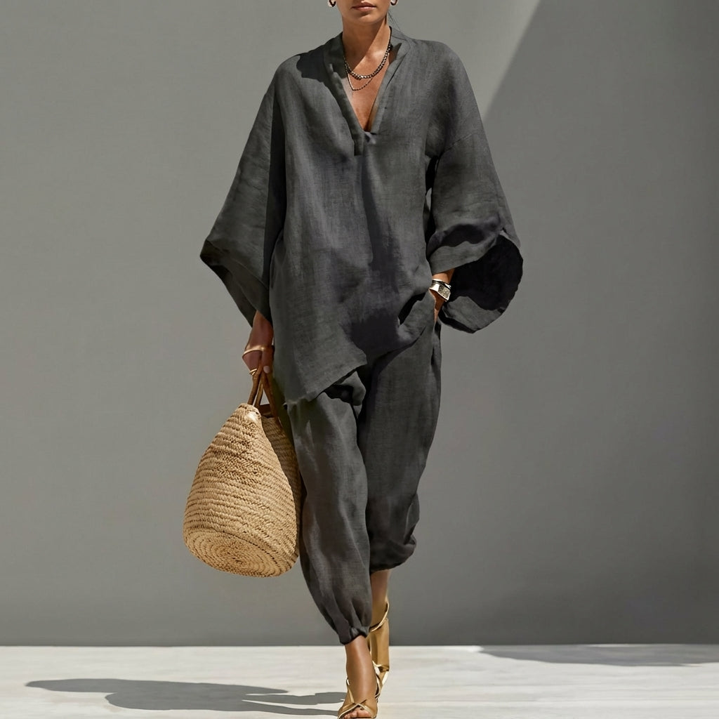 Marina | Ensemble Casual à Deux Pièces avec Col en V pour Femme