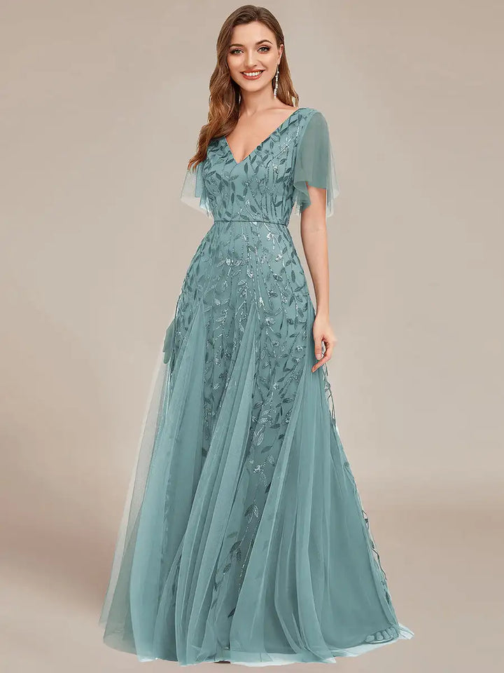 Skye | Robe de soirée en sequins à décolleté en V profond