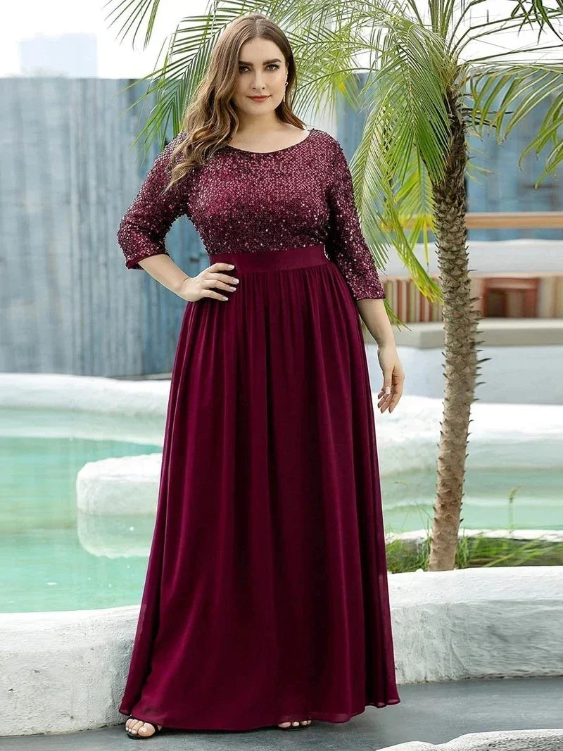Odette | Robe A-Line à Manches Longues en Sequins