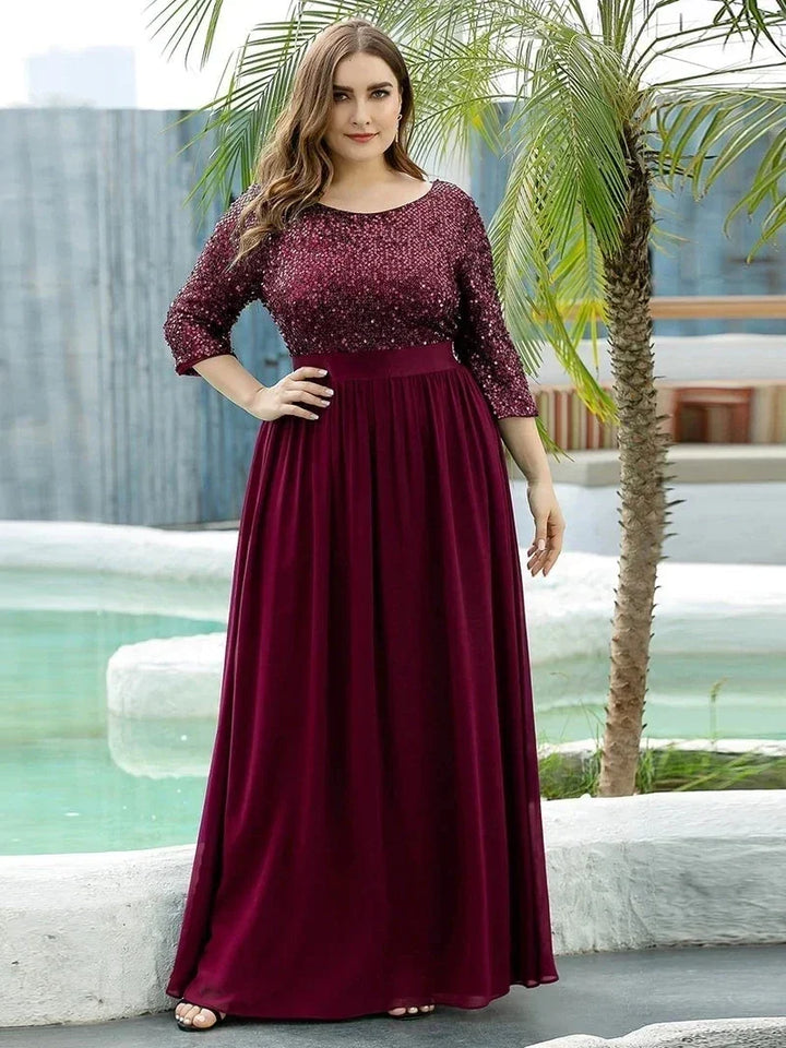 Odette | Robe A-Line à Manches Longues en Sequins