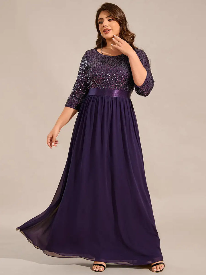 Odette | Robe A-Line à Manches Longues en Sequins