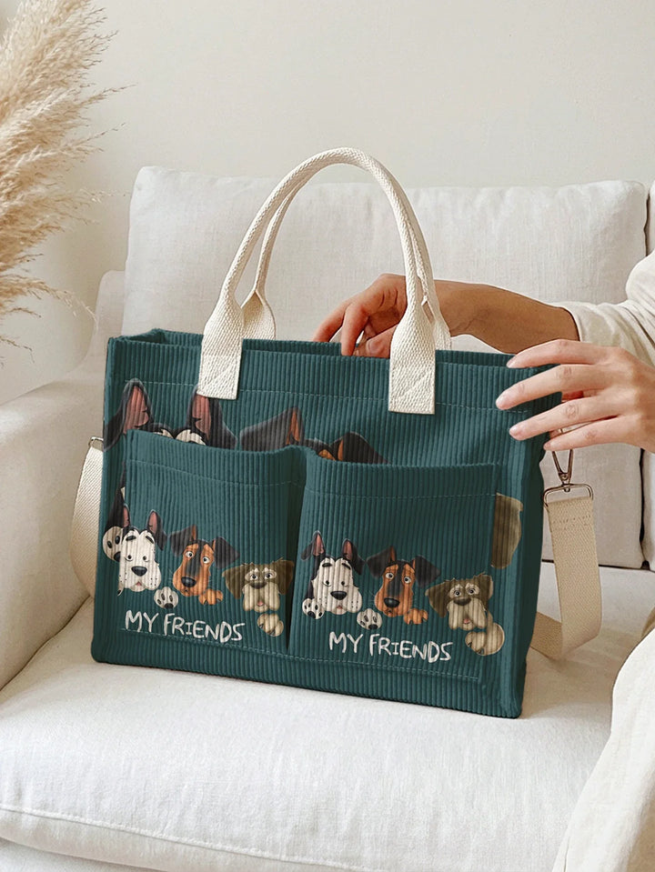 Romy | Sac cabas en velours côtelé chiens complices