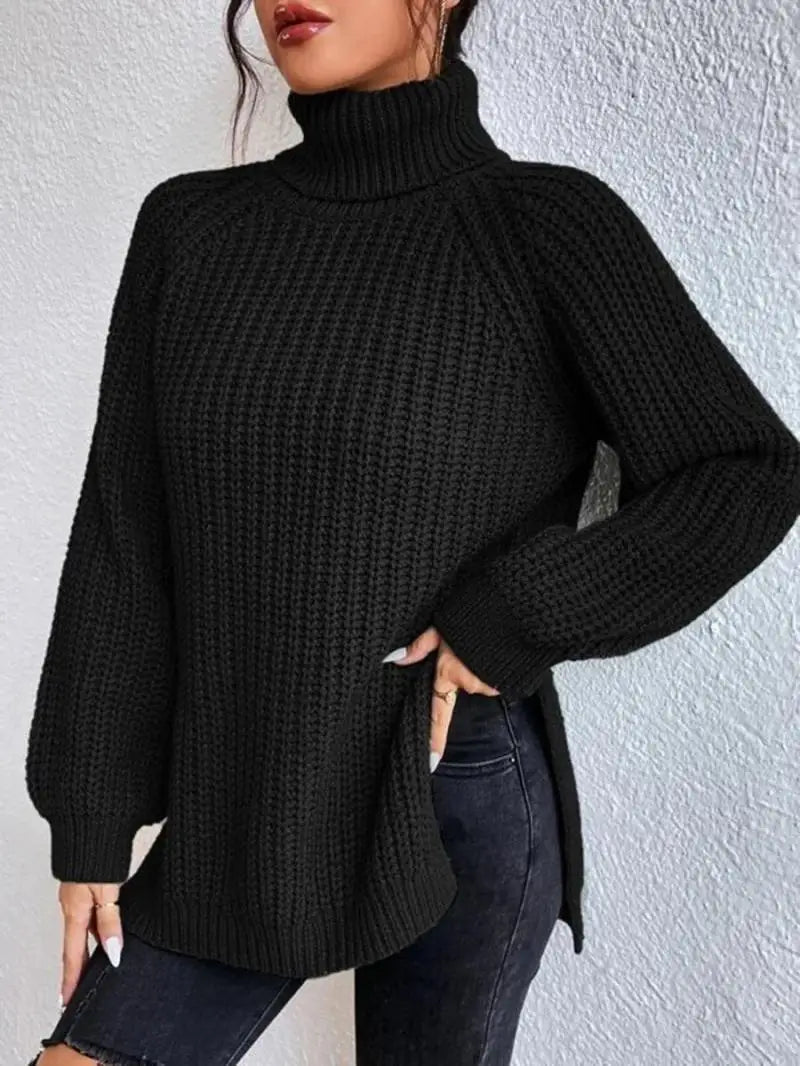 Mia™ - Pull Long Col Roulé Confortable