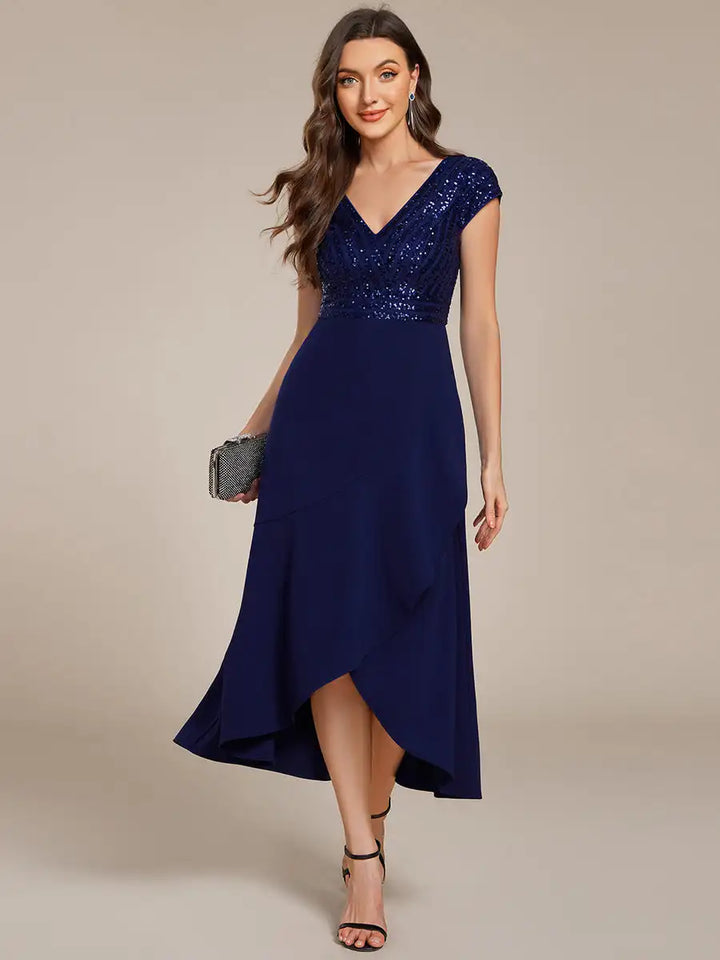 Nova | Robe de Soirée Détail Paillettes Décolleté V