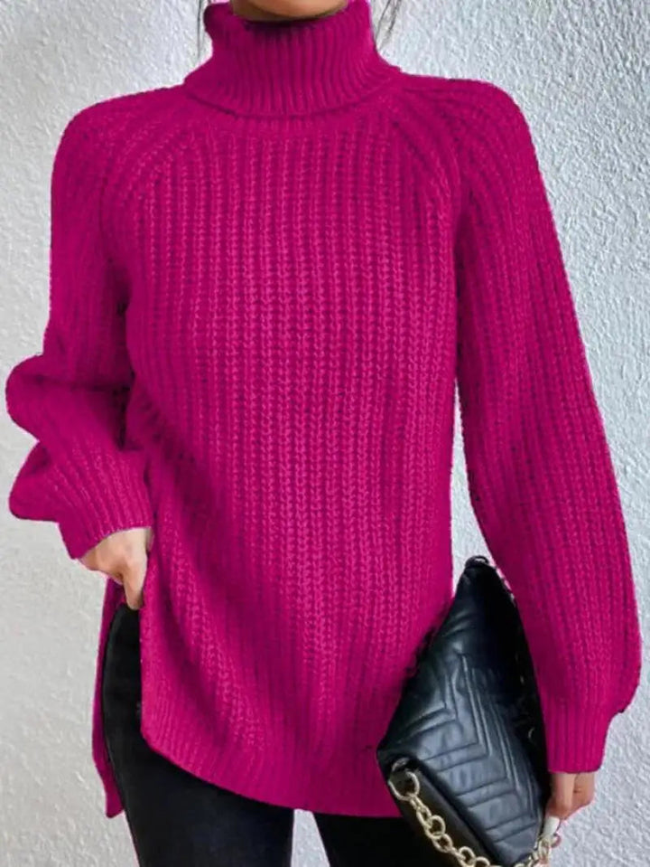 Mia™ - Pull Long Col Roulé Confortable