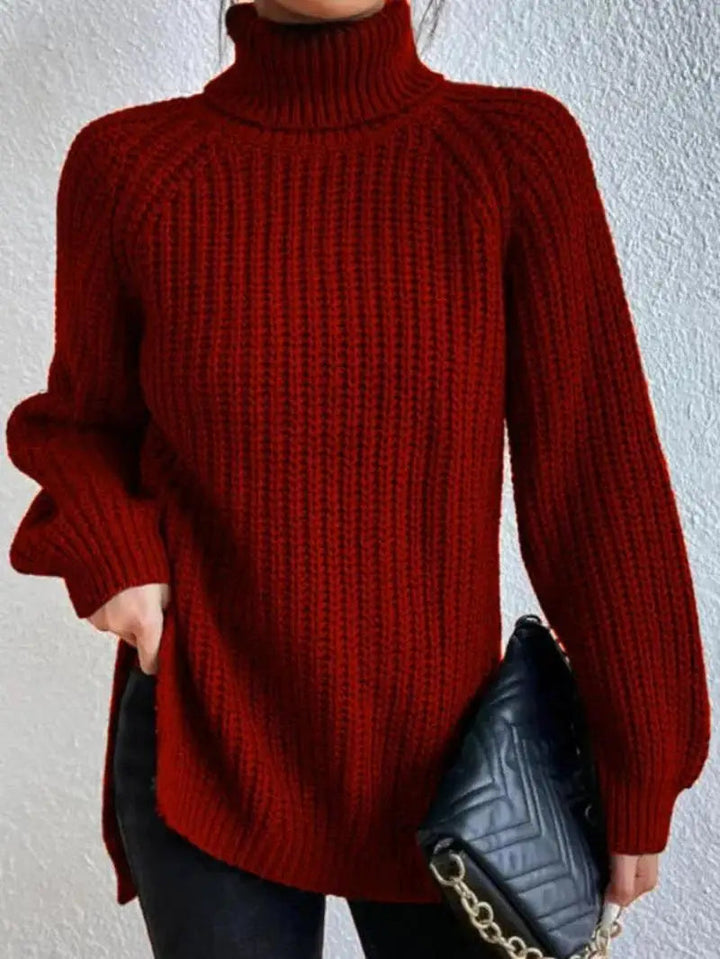 Mia™ - Pull Long Col Roulé Confortable