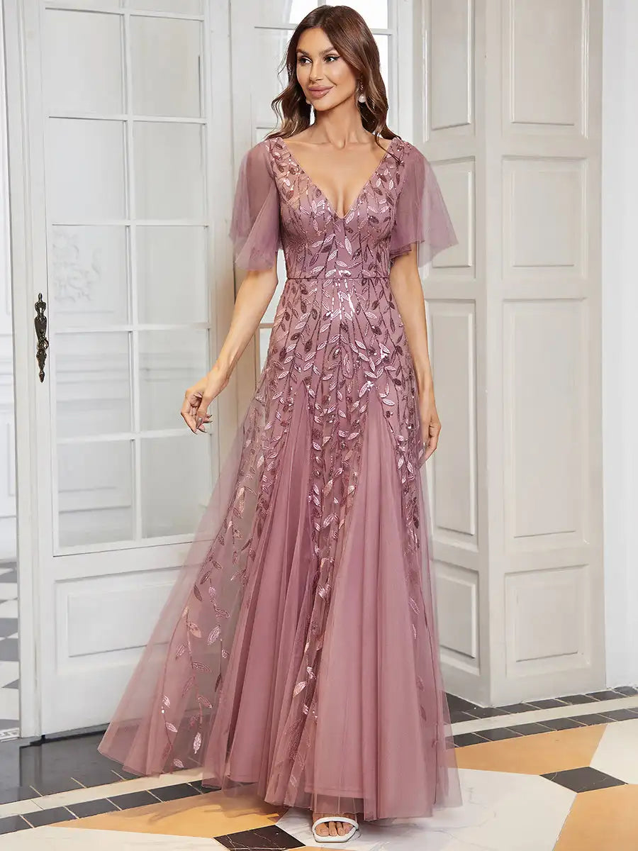 Skye | Robe de soirée en sequins à décolleté en V profond