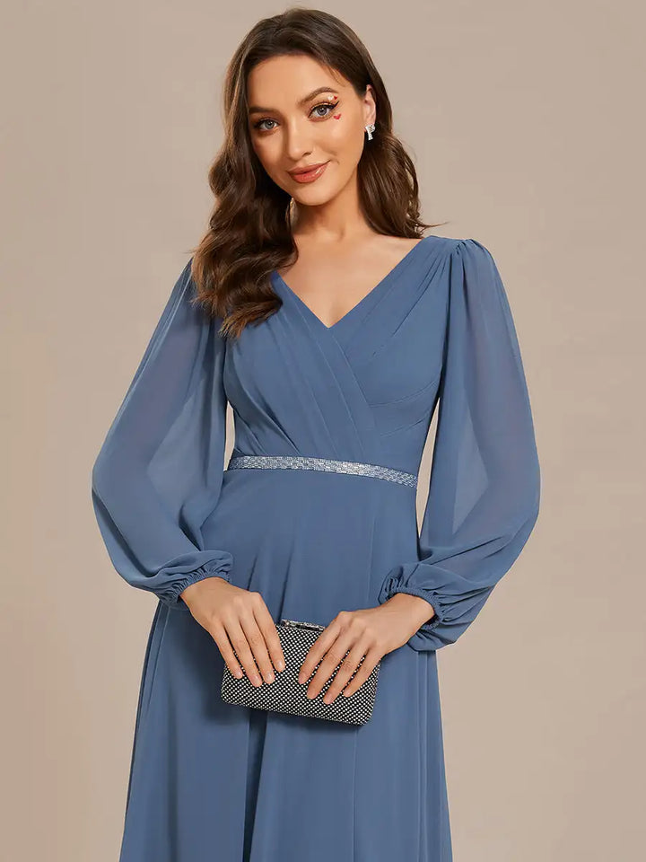 Vivienne | Robe de Soirée Longue à Manches Longues en Sequins