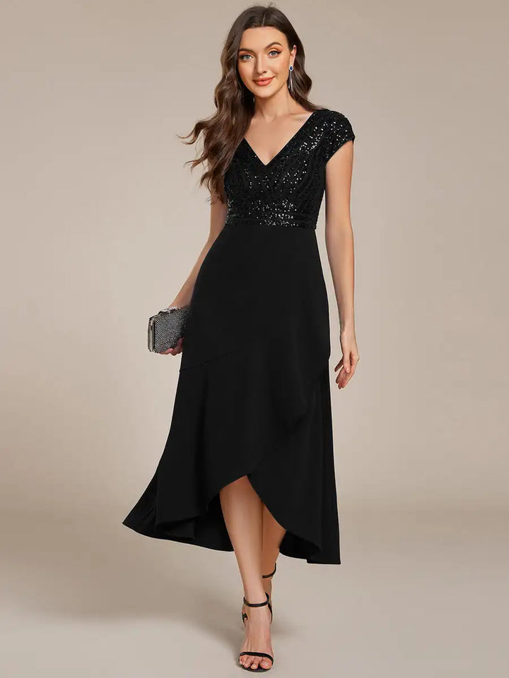 Nova | Robe de Soirée Détail Paillettes Décolleté V