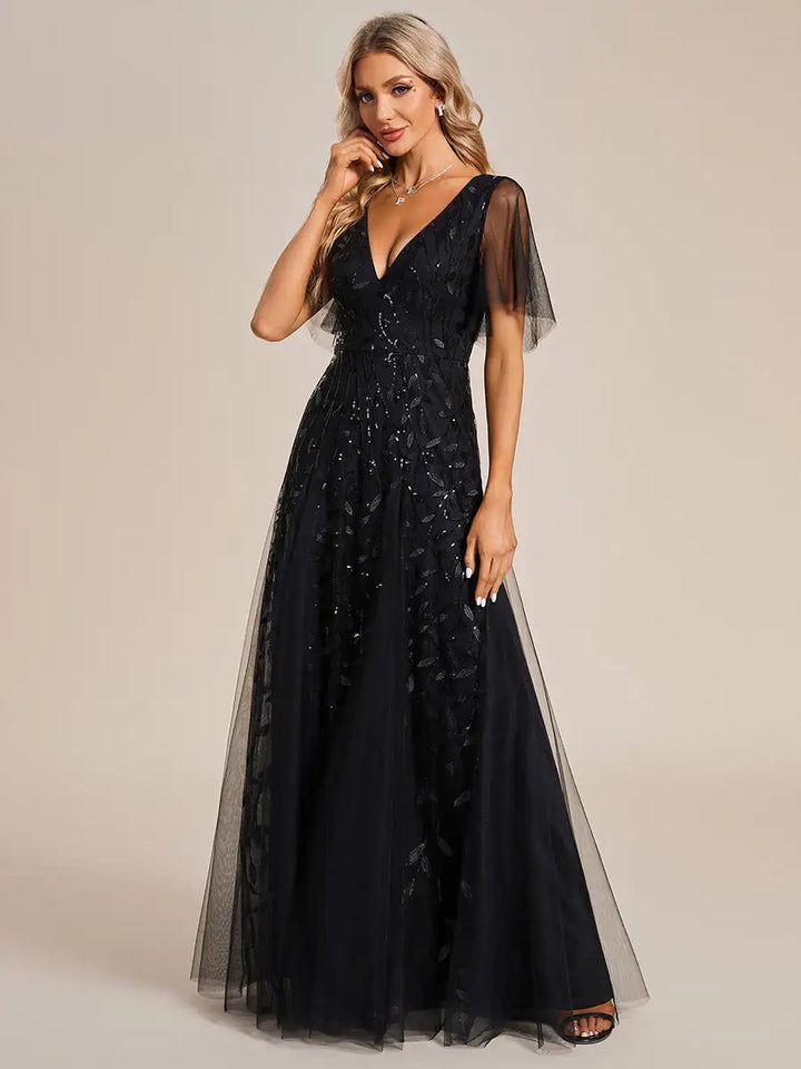 Skye | Robe de soirée en sequins à décolleté en V profond