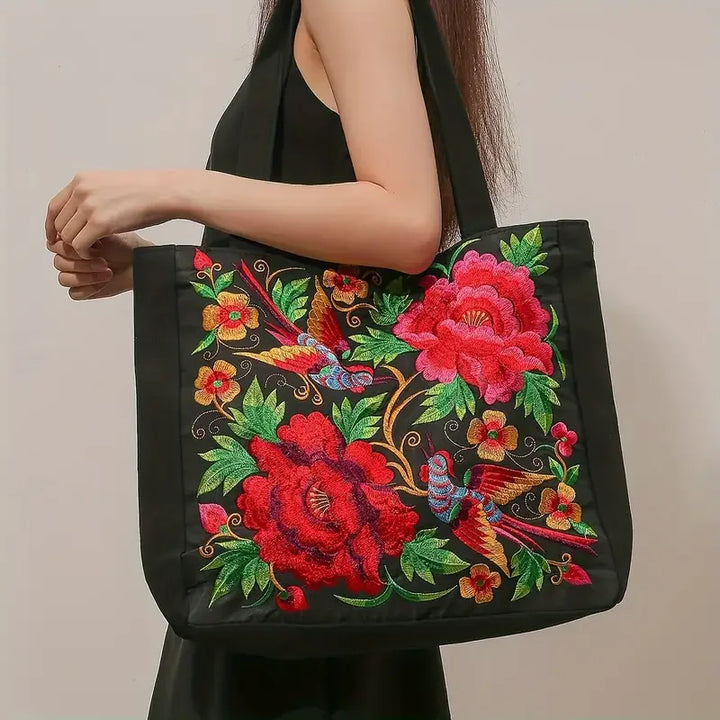 Yanis | Sac cabas brodé à motif floral, pratique et spacieux