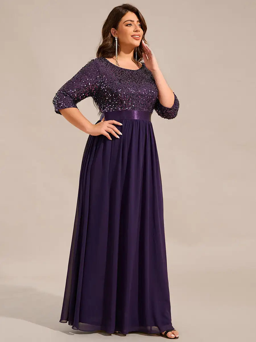 Odette | Robe A-Line à Manches Longues en Sequins